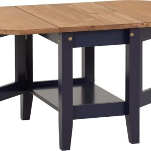 Seconique Santos Drop Leaf Coffee Table in Navy Blue/Distressed Waxed Pine