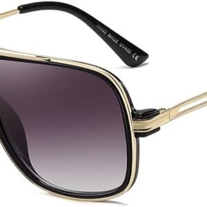 SHEEN KELLY Oversized Retro Chain 80s Vintage Pilot Sunglasses Men Classic Cowboy Eyewear Gradient Clear Lens
