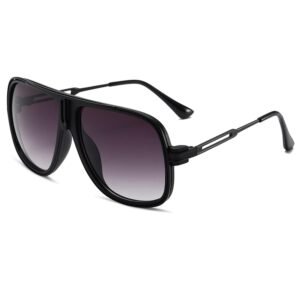 SHEEN KELLY Oversized Retro Chain 80s Vintage Pilot Sunglasses Men Classic Cowboy Eyewear Gradient Clear Lens
