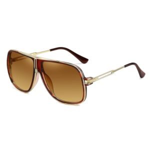 SHEEN KELLY Oversized Retro Chain 80s Vintage Pilot Sunglasses Men Classic Cowboy Eyewear Gradient Clear Lens