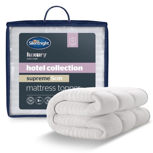 Silentnight Hotel Collection Mattress Topper Single Bed - Luxury Soft Silky Comfortable 5cm Thick Deep Mattress Protector Pad Cover with Deep Fit Elasticated Straps - Single -...