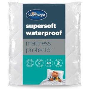 Silentnight Supersoft Waterproof Mattress Protector – Luxury Quilted Quiet Bed Mattress Pad Cover with Extra Deep Fitted Skirt and Waterproof Protection – King Size, White