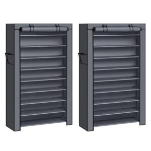 SONGMICS 10-Tier Shoe Racks with Dustproof Cover, Set of 2, 28 x 88 x 160 cm, Shoe Organiser Stands, Each Holds 40-50 Pairs, for Living Room, Hallway, Grey ZH2504070