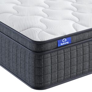 SuiLong 5FT King Size Mattress, 12 Inch Memory Foam Individually Spring Hybrid Mattress, Orthopedic Mattresses for Back Pain Relief, Edge Support, Medium Feel (5ft by 6ft6, 150...