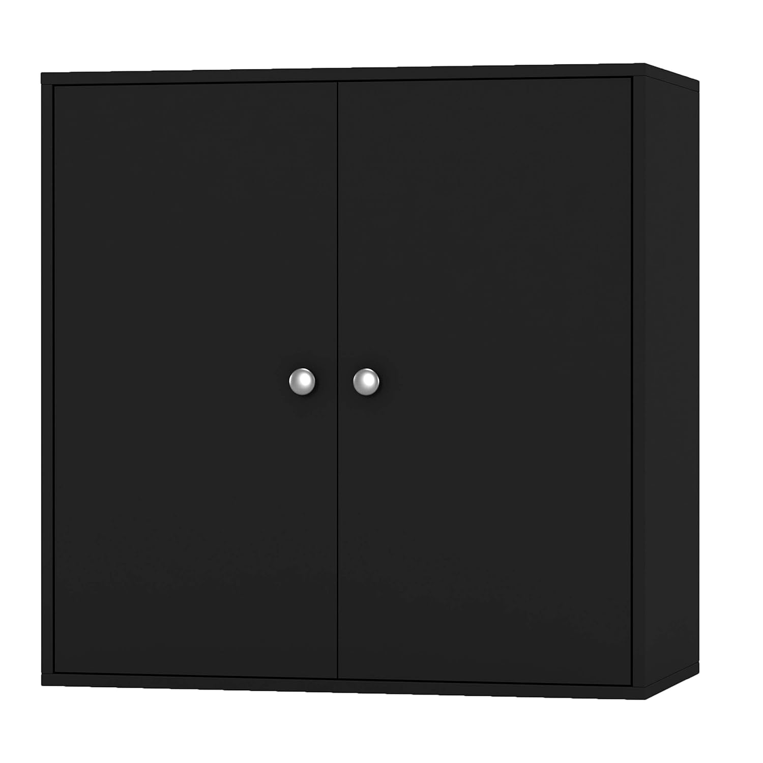 URBNLIVING 2 Tier Wooden Storage Cabinet (Black Unit + Black Doors)