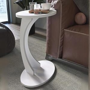 URBNLIVING C-Shaped Sofa Side & Nesting Coffee Table Laptop Workspace Stylish Home Décor Space-Saving Design Ideal for Living Room or Bedroom (White)