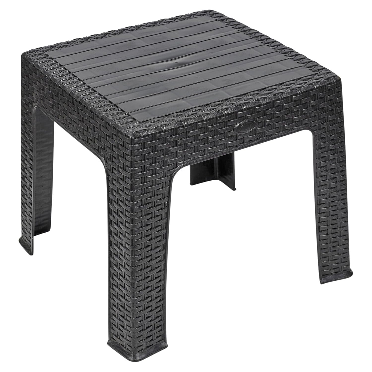 URBNLIVING Rattan Design Wicker Coffee Table Bistro Outdoor Plastic Garden Patio Furniture (Black)