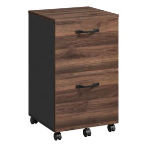 VASAGLE 2-Drawer Filing Cabinet, Mobile File Cabinet for Home Office, Printer Stand, A4, Letter-Size Files, Hanging File Folders, Natural Walnut and Ink Black OFC040K01