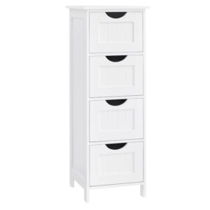 VASAGLE Bathroom Floor Storage Cabinet, Bathroom Storage with 4 Drawers, Bathroom Cabinet Freestanding, 30 x 30 x 82 cm, Modern Style, White LHC40W