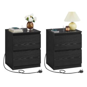VASAGLE KAILYN Collection - Nightstands with Charging Station, Set of 2 Bedside Tables with Drawers, Side End Tables, 2 AC Outlets, 2 USB Ports, for Living Room, Bedroom, Study,...