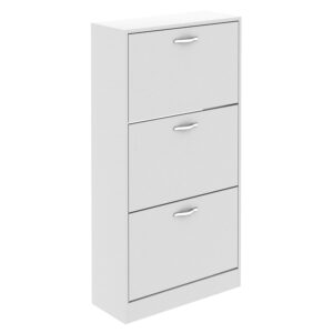 Vida Designs 3 Drawer Shoe Cabinet Cupboard Shoe Storage Organiser Pull Down Wooden Furniture Unit (White)