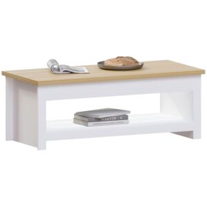 Vida Designs Arlington Coffee Table 1 Shelf Storage MDF Living Room Modern Furniture (White)