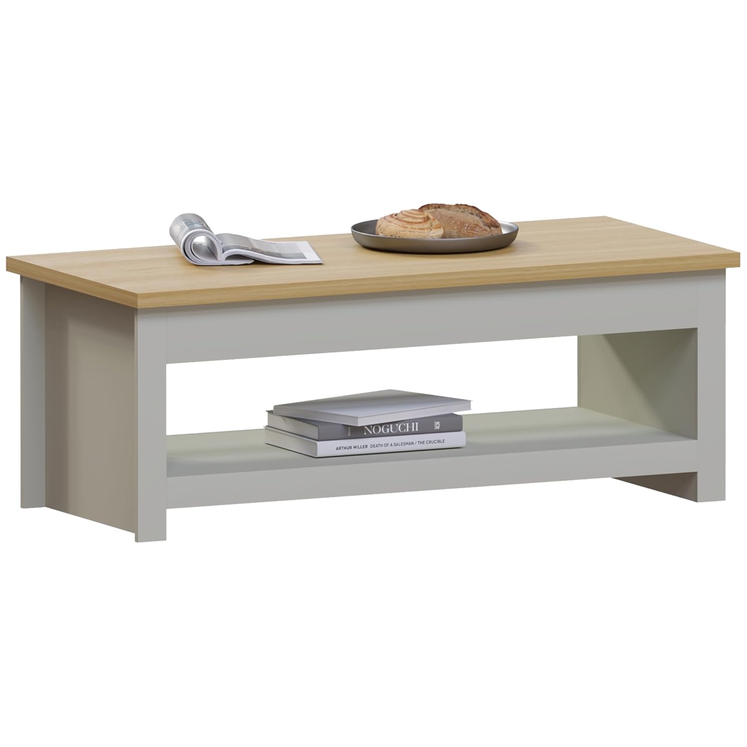 Vida Designs Arlington Coffee Table 1 Shelf Storage MDF Living Room Modern Furniture (Grey)