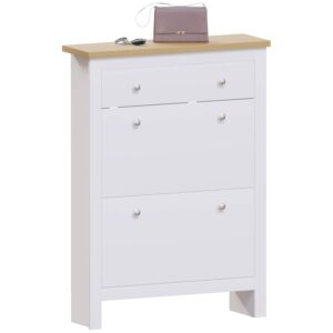 Vida Designs Arlington Shoe Cabinet 2 Door 1 Drawer Storage Cupboard Stand Rack MDF White