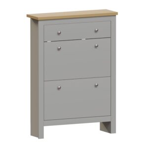 Vida Designs Arlington Shoe Cabinet, Engineered Wood, Grey & Oak, H 108 x W 78 x D 24 Cm
