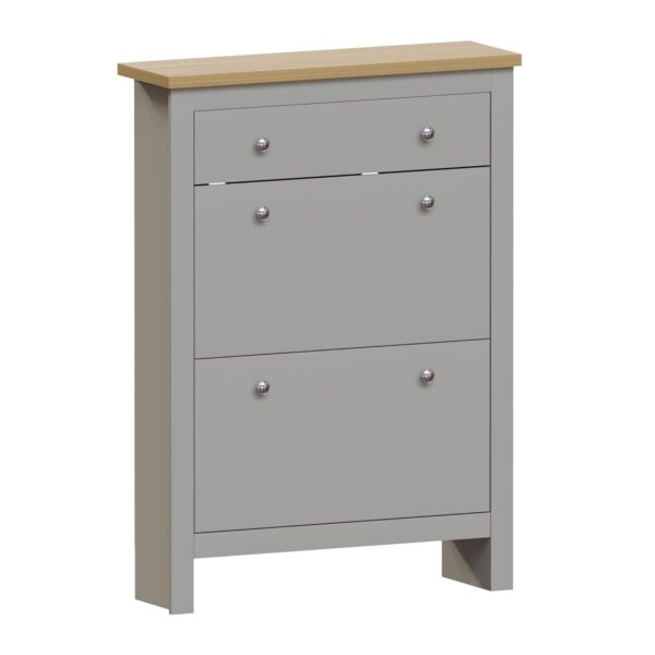 Vida Designs Arlington Shoe Cabinet, Engineered Wood, Grey & Oak, H 108 x W 78 x D 24 Cm