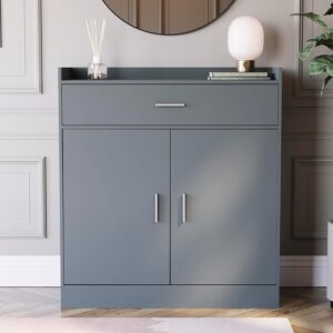 Vida Designs Dalby Modern Shoe Cabinet, 2 Door 1 Drawer, Hallway Cupboard Storage Organiser, Footwear Stand Rack, Wood Sideboard Unit, Grey