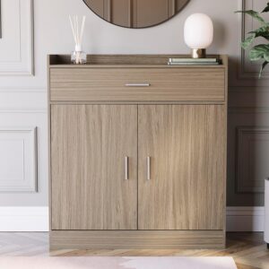 Vida Designs Dalby Modern Shoe Cabinet, 2 Door 1 Drawer, Hallway Cupboard Storage Organiser, Footwear Stand Rack, Wood Sideboard Unit, Oak