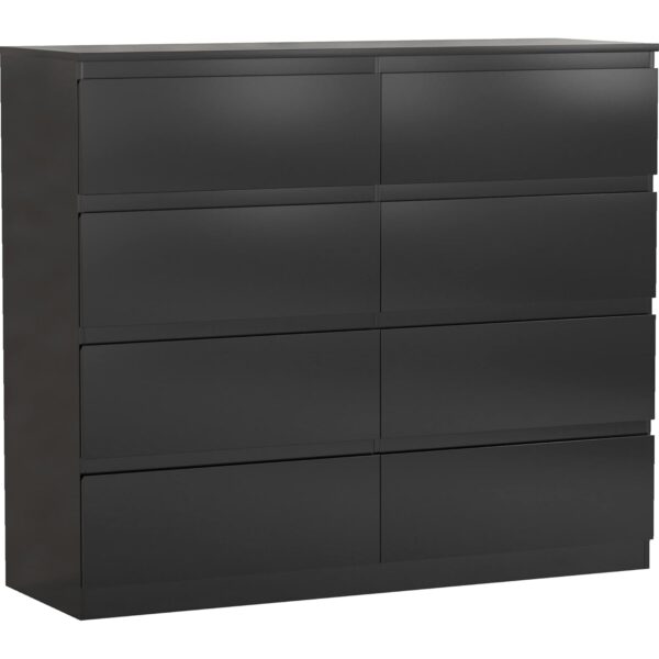 Vida Designs Denver 8 Drawer Chest of Drawers Black – Modern Wooden Storage Unit