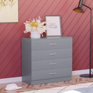 Vida Designs Riano 4 Drawer of Chest of Drawers, Metal Handles and Runners, Anti-Bowing Drawer Support, Bedroom, Nursery Furniture, Grey