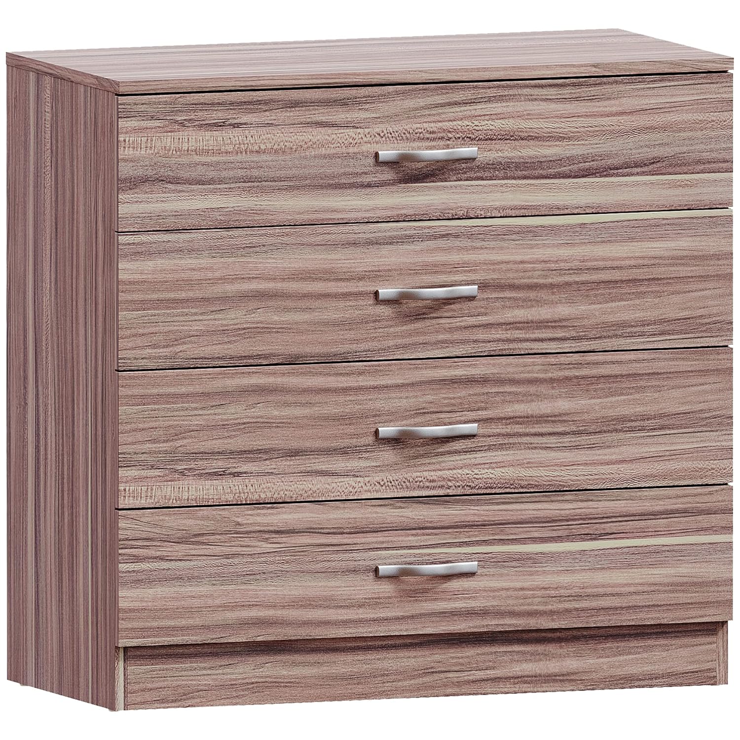 Vida Designs Walnut Chest of Drawers, 4 Drawer With Metal Handles and Runners, Unique Anti-Bowing Drawer Support, Riano Bedroom Furniture