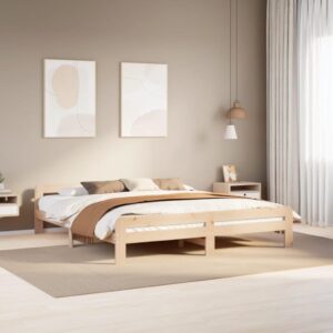 vidaXL Bed Frame 200x200 cm - Solid Pine Wood Brown Bedstead - Modern Double Bed Frame with Headboard & Footboard - Durable and Sturdy