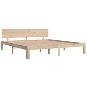 vidaXL Bed Frame Base Platform Solid Wood Brown 180x200 cm Super King Size with Headboard for Modern Bedroom