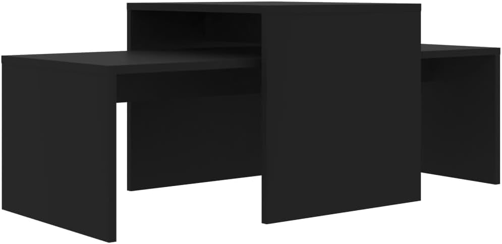 vidaXL Coffee Table Set in Black, Made of Engineered Wood, Size 100x48x40 cm, Versatile Usage, Space-Saving Design, Modern Style Living Room Furniture