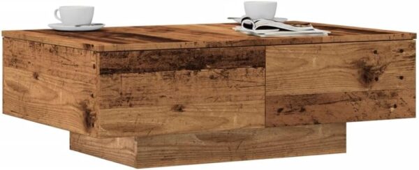 vidaXL coffee table/side/coffee/end table - engineered wood, 90x60x31cm, max load 60kg - living room/lounge/hallway decor in brown with old wood finish, ample storage space