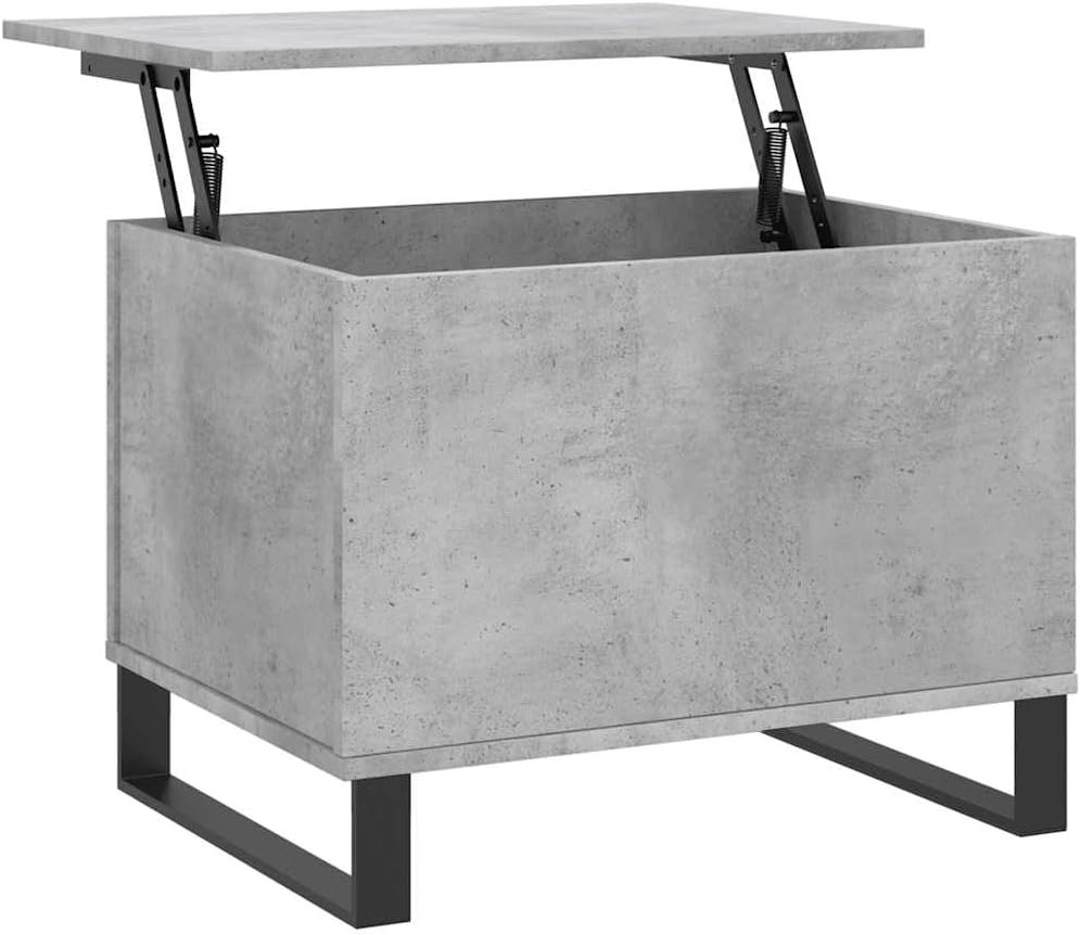 vidaXL Concrete Grey Lift-Top Coffee Table - Durable Engineered Wood and Metal Leg Construction with Hidden Storage Space for Living Room