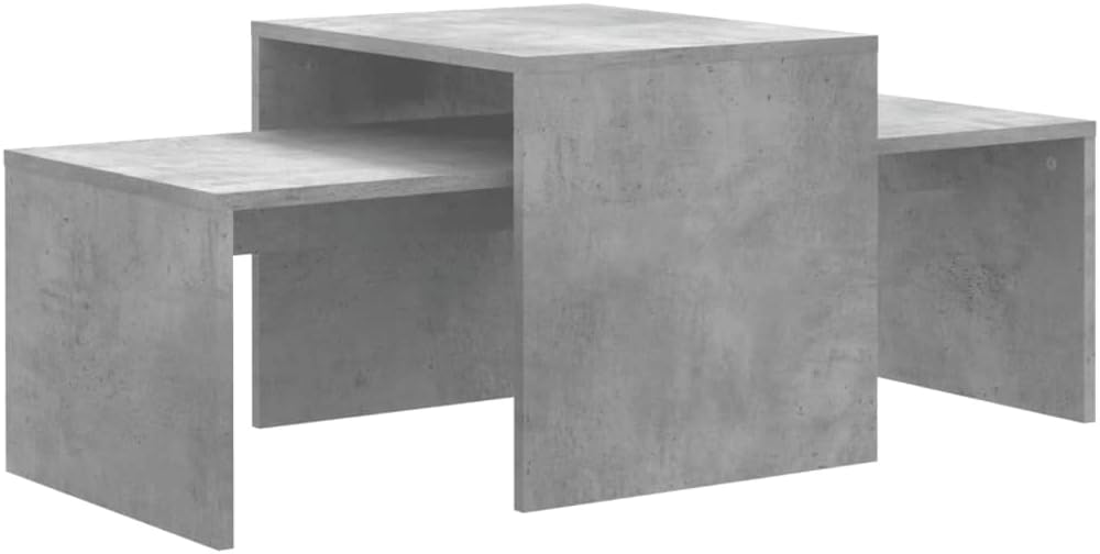 vidaXL Elegant Concrete Grey Coffee Table Set - Engineered Wood Construction, Nesting Design for Space-saving, Versatile Use in Living Room