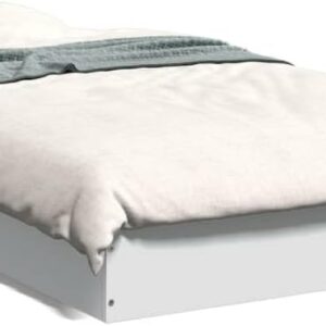 vidaXL Engineered Wood Single Bed Frame - Modern Bedroom Base Bedstead in White, 100x200 cm, Plywood Slats, Easy Assembly