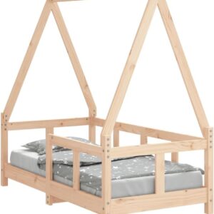 vidaXL Kids Bed Frame 70x140 cm - Solid Pine Wood House Design in Scandinavian Style