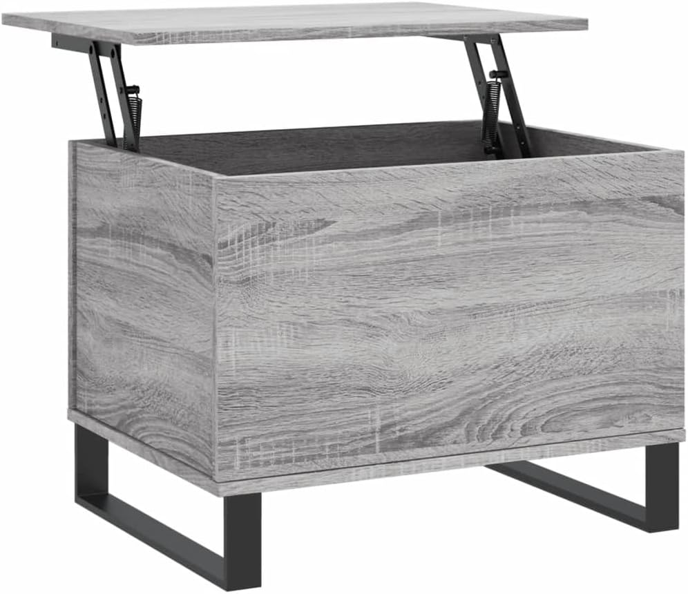 vidaXL Side/Coffee/Dining Table with Adjustable Lift-Top and Grey Sonoma Finish, Constructed of Moisture- Engineered Wood with Sturdy Metal Legs