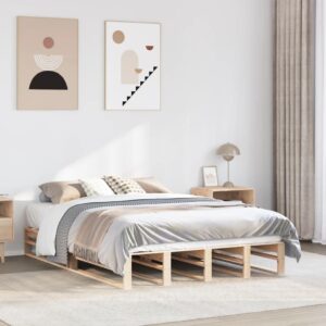vidaXL Small Double Bed Frame - Solid Pine Wood - Modern Design - 120 x 190 cm