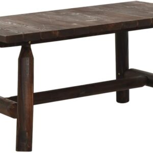 vidaXL Solid Wood Coffee Table – ic Burned Look Brown Spruce Wood Living Room Couch Table - 90x50x41 cm
