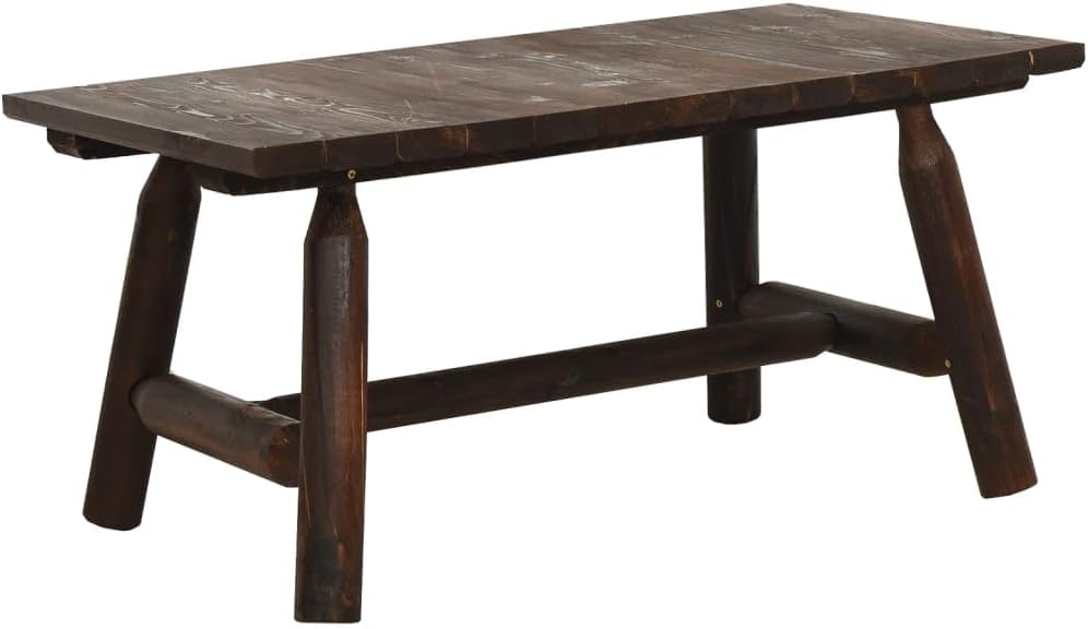 vidaXL Solid Wood Coffee Table – ic Burned Look Brown Spruce Wood Living Room Couch Table - 90x50x41 cm
