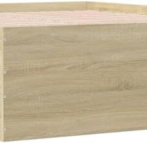 vidaXL Sonoma Oak Double Bed Frame 160x200 cm - Contemporary Home Base Bedstead with Durable Engineered Wood and Sturdy Plywood Slats