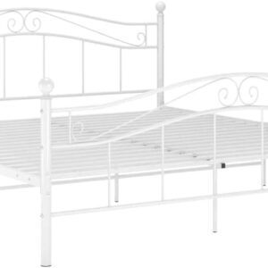 vidaXL White Metal Bed Frame, Super King 180x200 cm, Modern Style, Powder-Coated Material, Sturdy and Comfortable with Assembly Required