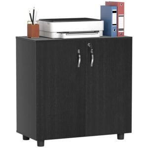Vinsetto Filing Cabinet with Locking Doors & Shelves, 2-Tier Lockable Storage Cabinet with 2 Keys for Home Office, 80W x 40D x 80H cm, Black