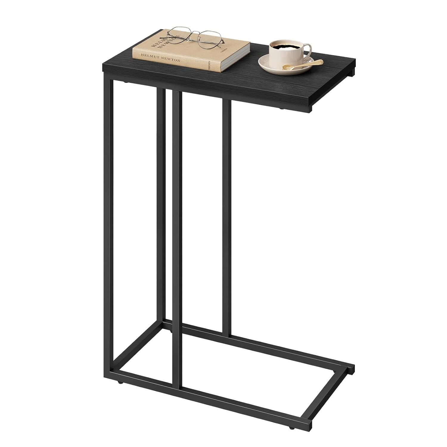 WOLTU End Table, Coffee Table, for Coffee Laptop, with Metal Frame Nightstand, Black, TSG17sz