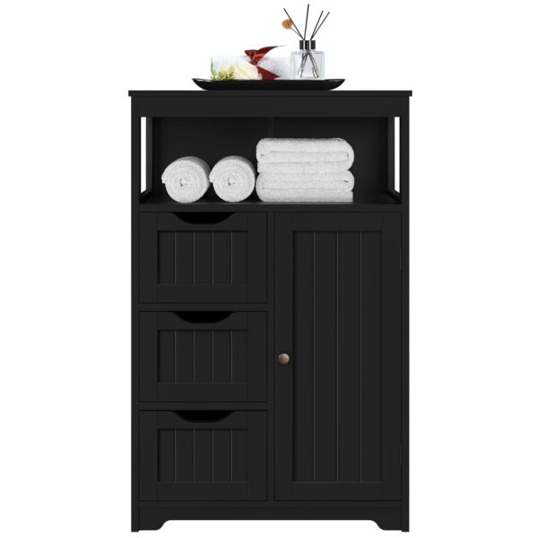 Yaheetech Bathroom Floor Cabinet, Storage Organizer with Open Storage Shelf, Free-standing Floor Cabinets with 3 Drawers and 1 Door, Adjustable Shelf for Living...
