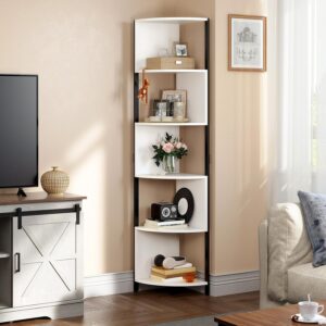 YITAHOME 6-Tier Corner Shelf, 68.8" Tall Modern Free Standing Zigzag Corner Bookshelf, 6 Shelf Display Corner Bookcase Open Small Book Shelves for Living Room, Home Office,...