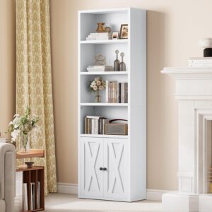 YITAHOME Bookcase, Floorstanding Bookshelves with Cupboard Industrial Shelves Storage Rack Wooden Cube Shelf Tall Storage Cabinet for Living Room, Study, Kitchen, Home Office,...