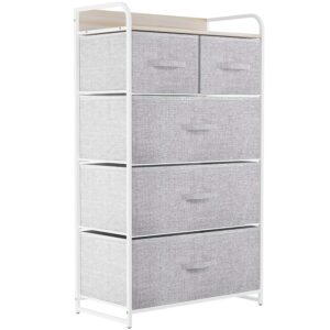 YITAHOME Chest of Drawers, Non-Woven Fabric 5-Drawer Storage Organizer Unit for Bedroom Living Room Closet, Sturdy Steel Frame, Easy Pull Fabric Bins & Wooden Top, Fabric Dresser