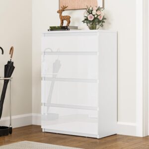 YITAHOME Chest of Drawers Wood, Chest of Drawers Bedroom, Contemporary High Gloss 4 Drawer, Bedroom Furniture, Bedroom Storage Unit, Sliding Drawers, Storage Cabinet, 92 * 33 *...