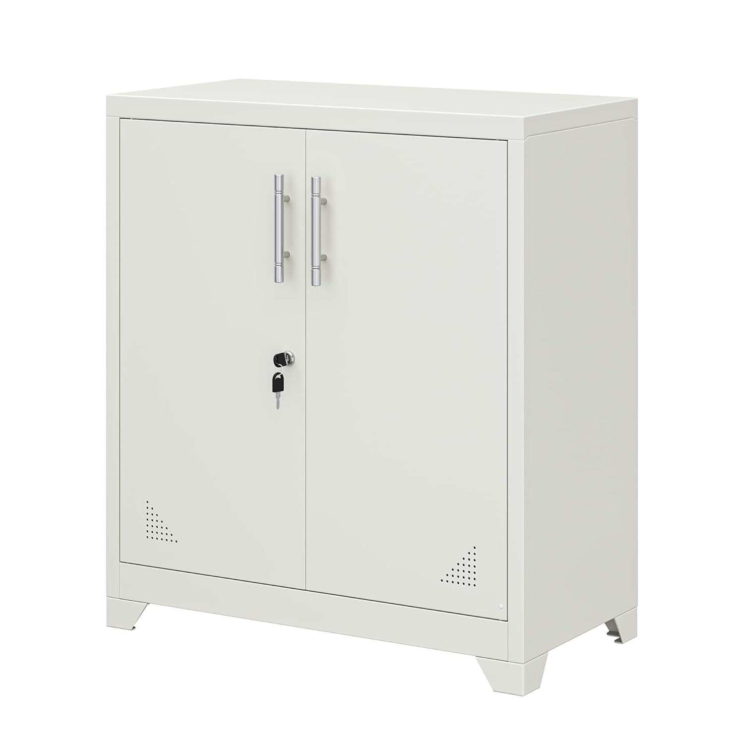 YITAHOME Office Storage Cabinet, Metal Office Storage Cupboard with 2 Adjustable Shelves, 80 x 40 x 90cm, Lockable Filing Cabinets with Ventilation Holes for Home Office Garage...