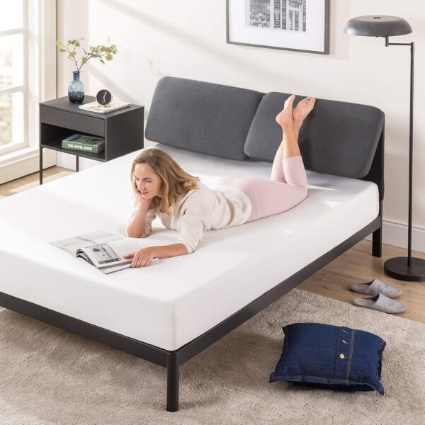 ZINUS Avery 25 cm Platform Bed Frame with Reclining Headboard | Cushioned Adjustable Headboard with Customizable Height | Wood Slat Support | Easy Assembly | Super King | Dark Grey