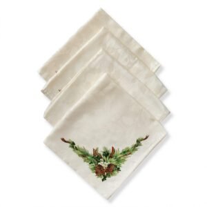 Benson Mills Christmas Ribbons Engineered Printed Fabric Cloth Napkins for Christmas, Winter, and Holiday Tablecloths (19" X 19" Napkins Set of 4, Xmas Ribbons)