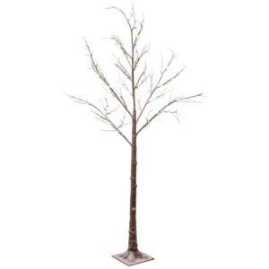 Celebright 6ft Snowy Effect Brown Christmas Twig Tree Pre Lit With 96 Warm White LED